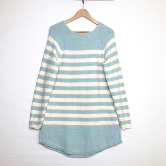 Free people, beach, striped blue/cream knit tunic - Picture 1 of 8